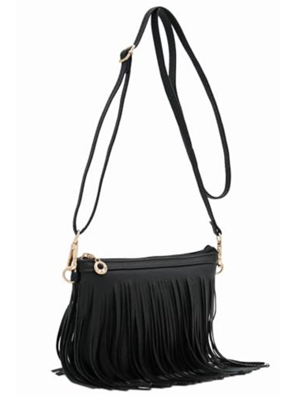 Faux Leather Fringe Crossbody Bag with Wrist Strap